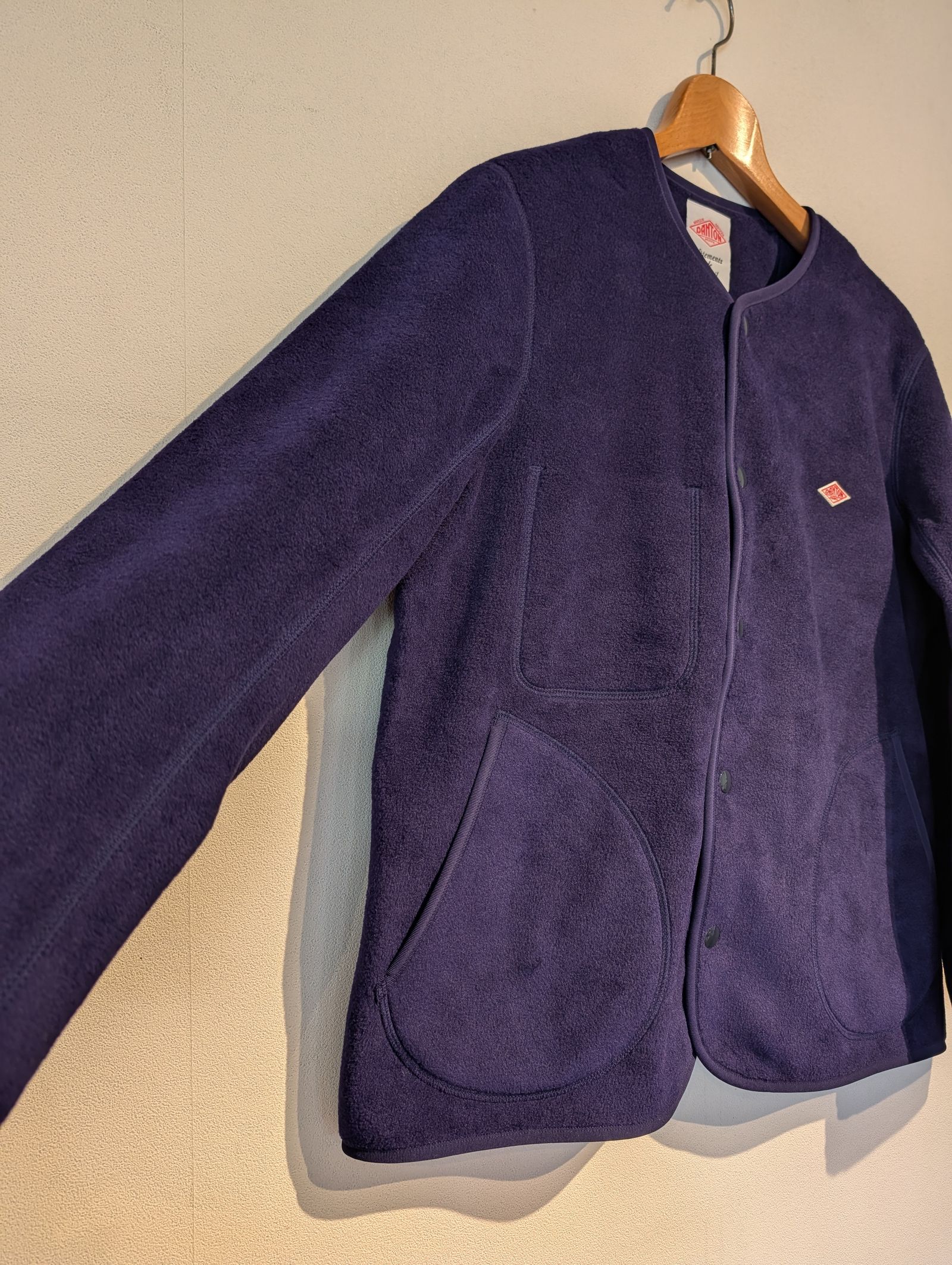 Women's Fleece Collarless Jacket / フリースカラーレスジャケット / ネイビーブルー