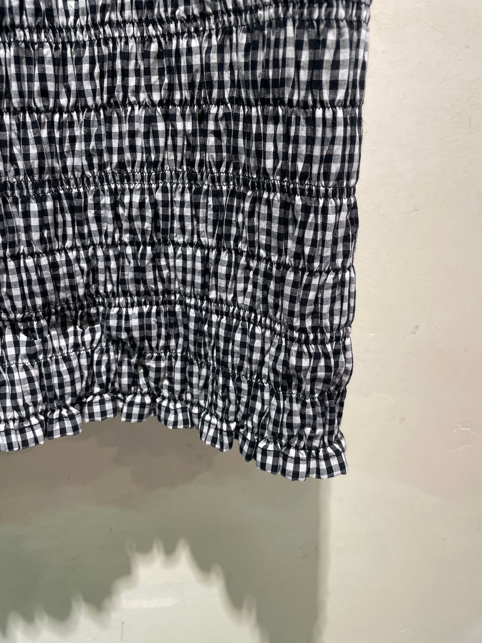 Poplin Shirring Skirt / シャーリングタイトスカート / ギンガムチェック /  ブラック