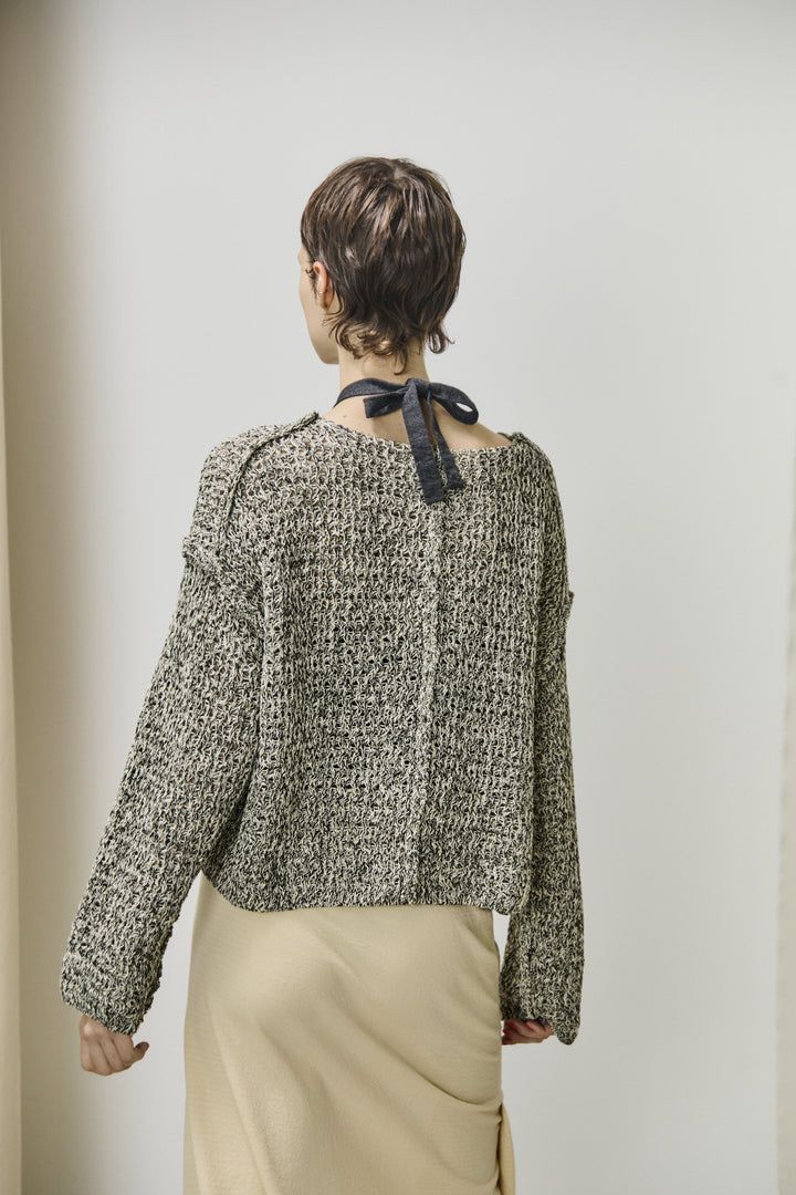 【ラスト1点】double honeycomb mesh sweater / メッシュニット / ベージュ