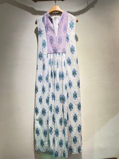 Cotton Jacquard Iberis Print Embroidery Sleeveless Dress / ノースリーブワンピース / ホワイト