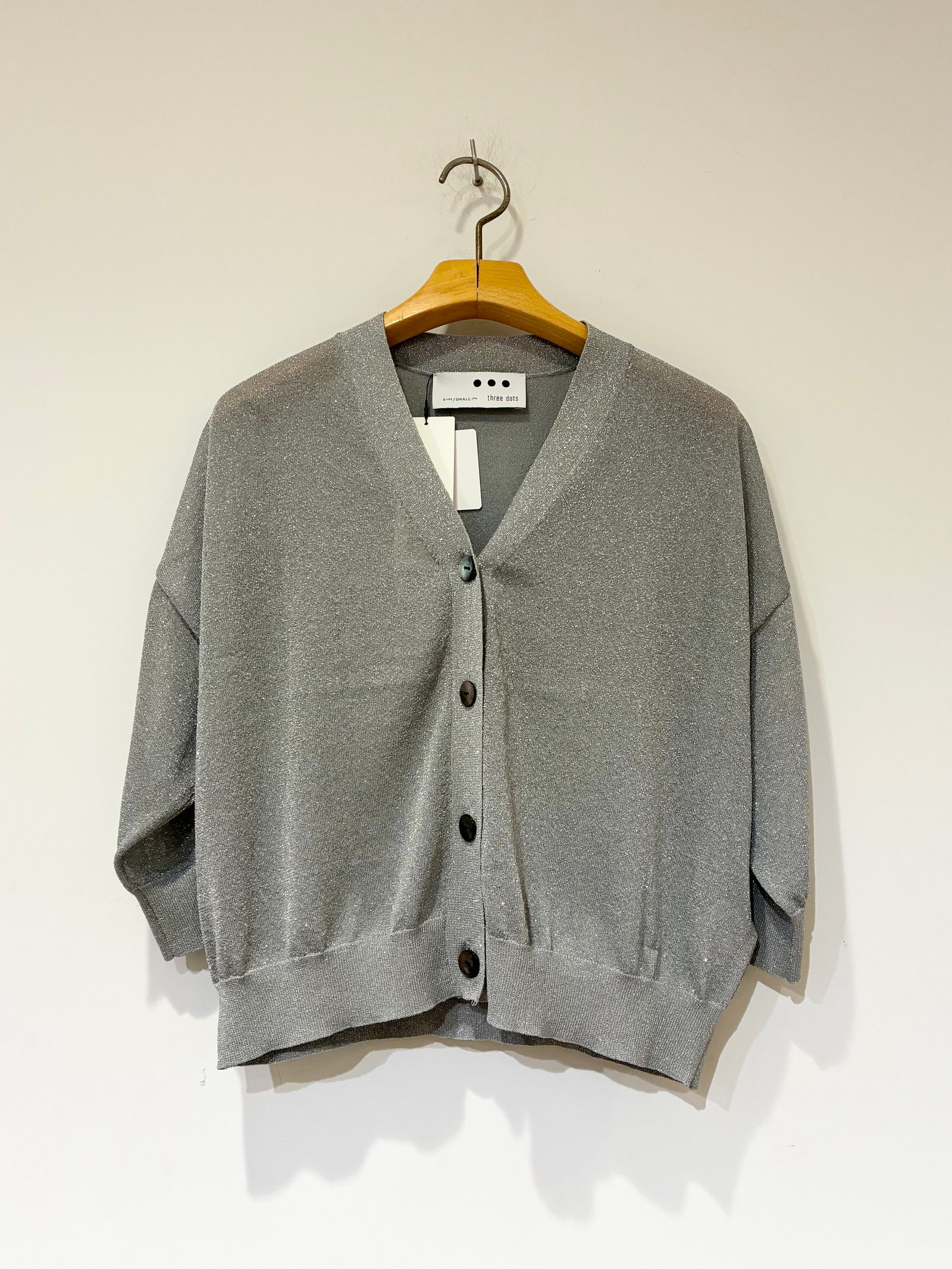 シマ―セーター ハーフスリーブカーディガン / シアーラメカーディガン / グレー