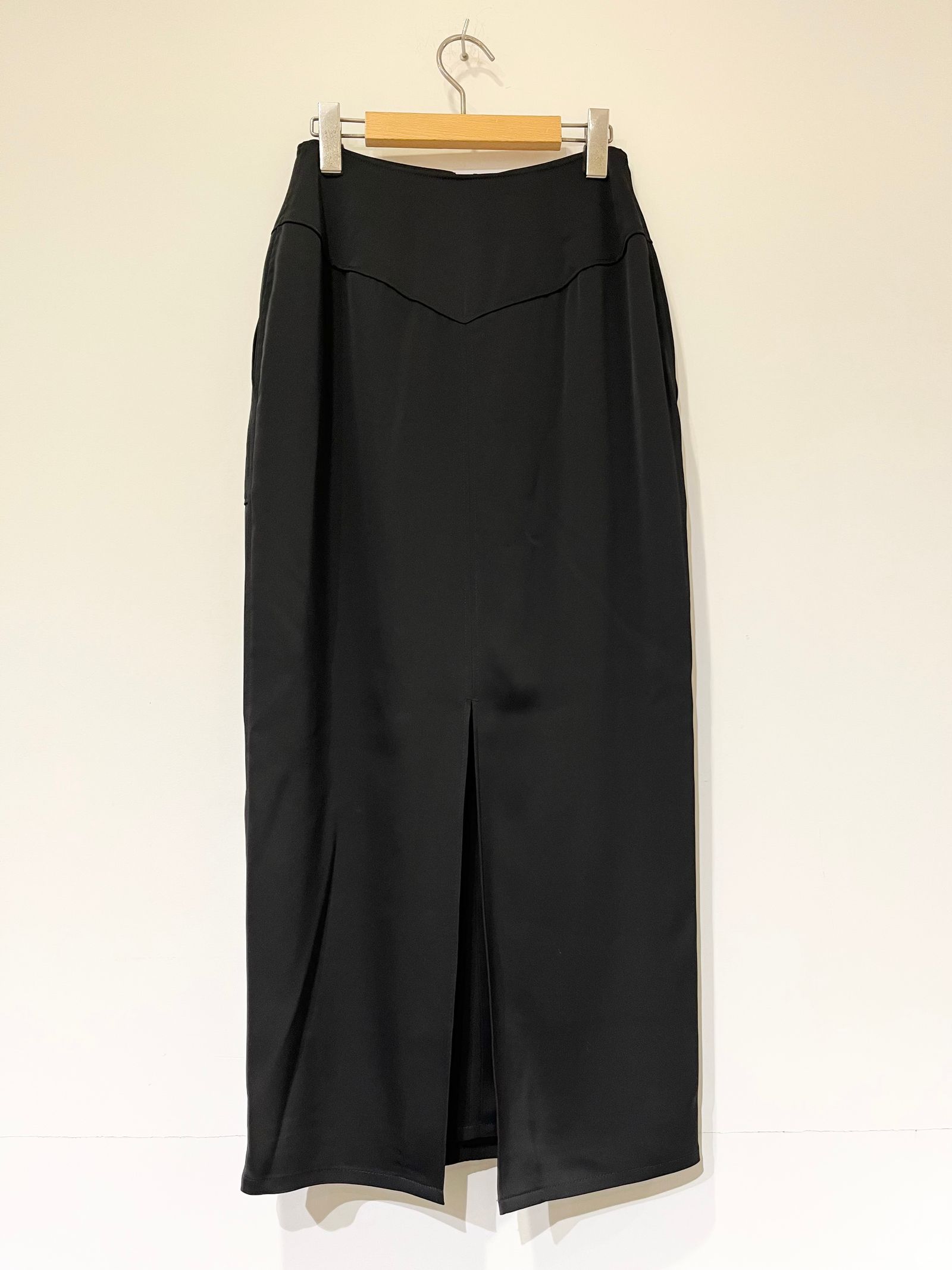 Double Satin Grace Skirt / サテンフロントジップスカート / タイトスカート / ブラック