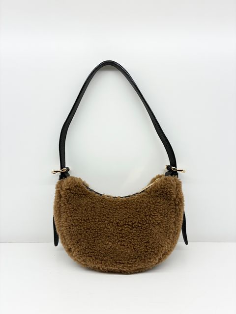 ELMO / エコムートンボア半月型バッグ / ブラウン