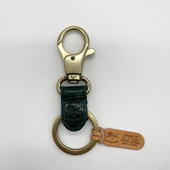 キーリング/フック式/型押し/ダークグリーン
