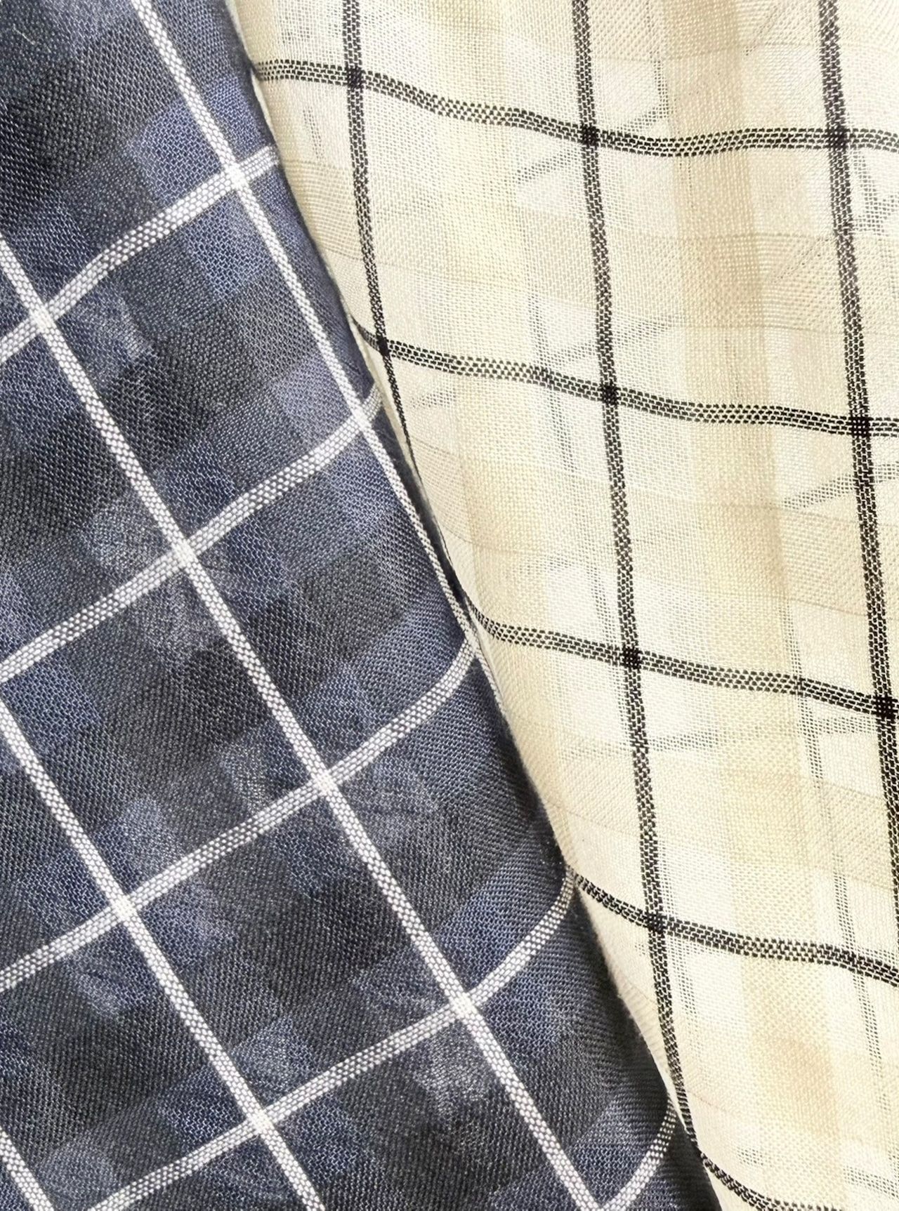 sheer check scarf shirt / シアーチェックスカーフシャツ / ネイビー