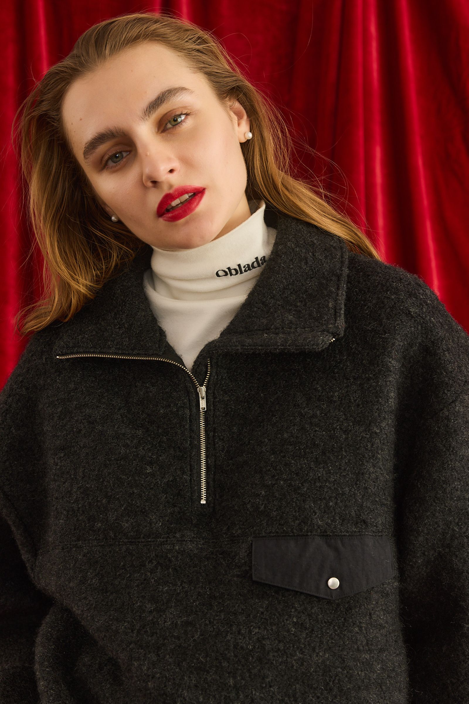 WOOL FLEECE TOPS / ハーフジップフリース / チャコールグレー