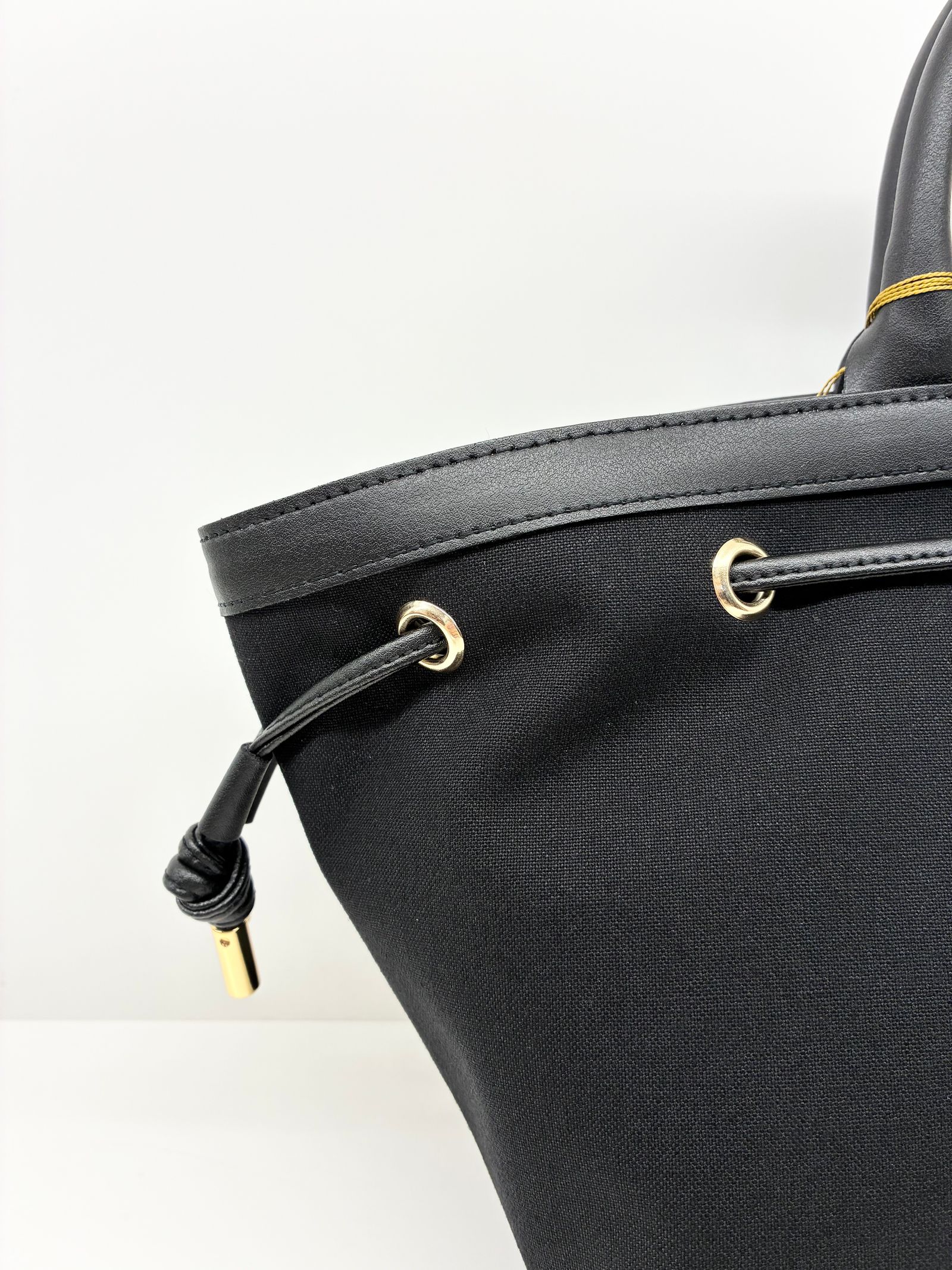 CAMPER / レザーコードキャンバスバッグ / ブラック