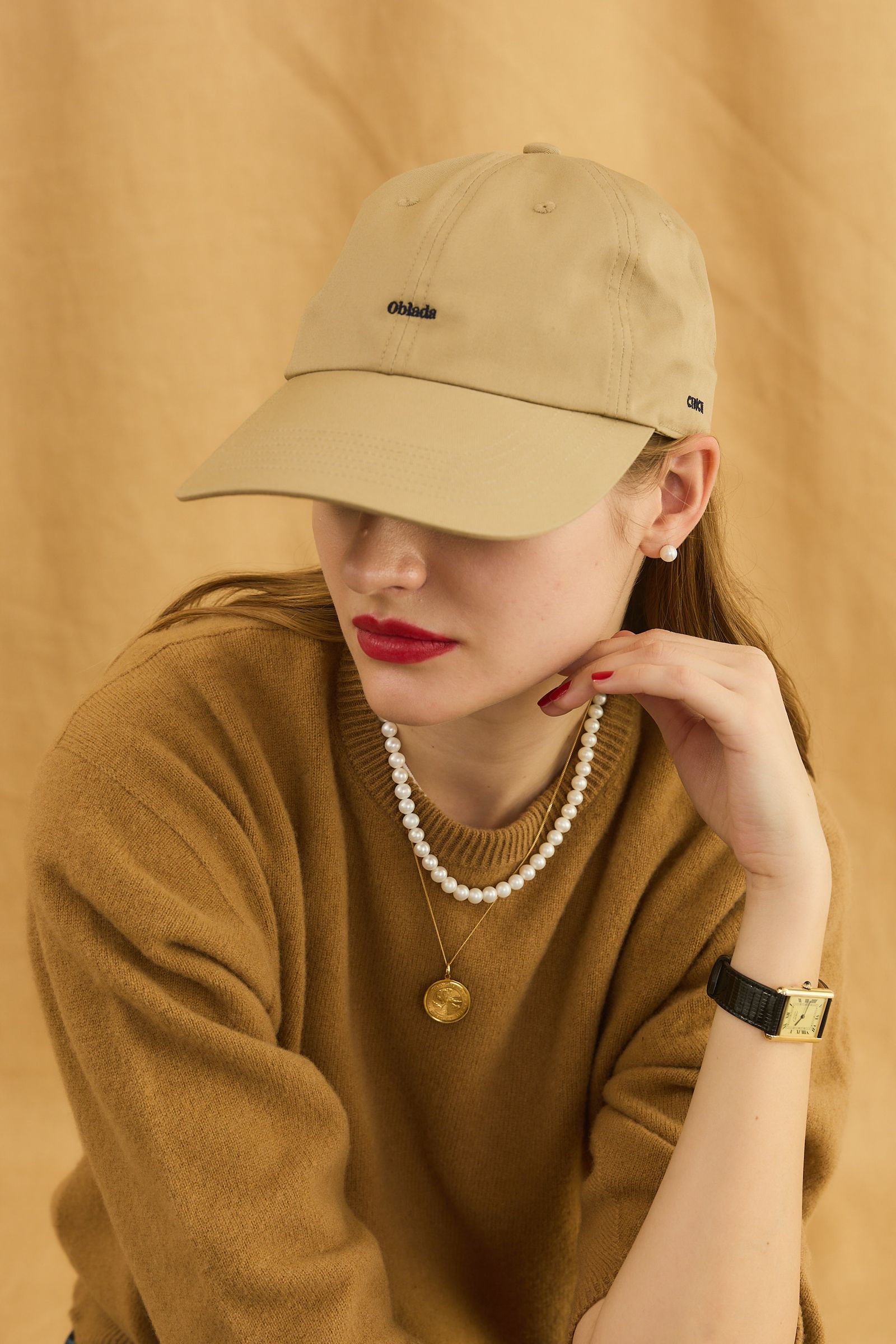 OBLADA CAP / ロゴ刺しゅうキャップ / ベージュ