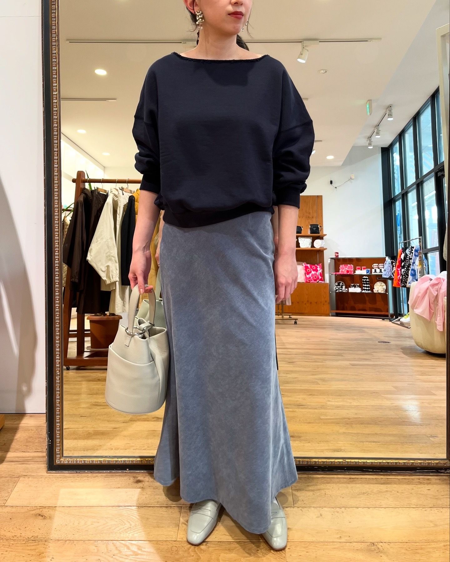 Bed&Breakfast / Chambray Corduroy Skirt / コーデュロイスカート / ブラック