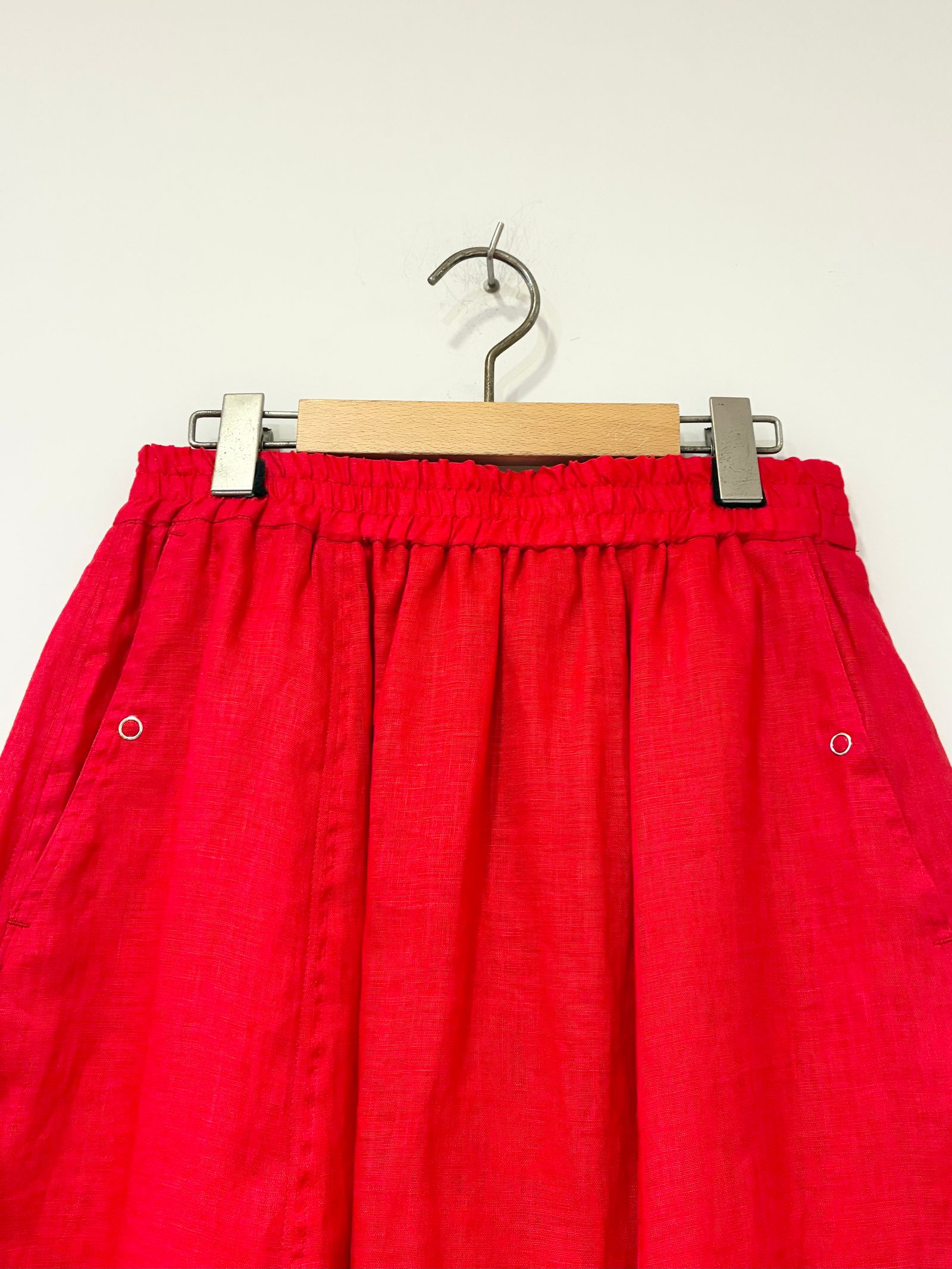 LINEN BALLOON SKIRT / リネンフレアスカート / レッド