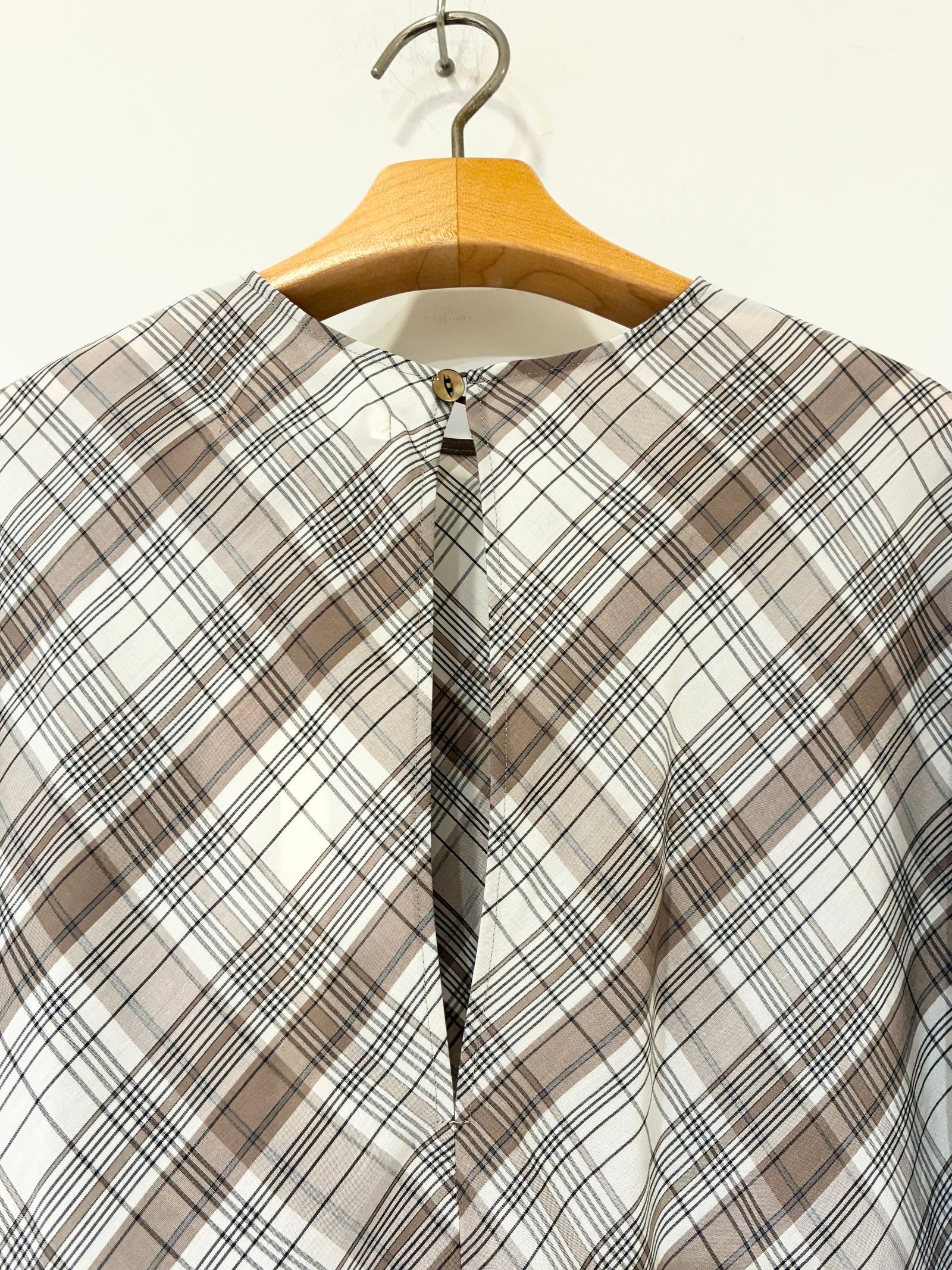 Sienna Glow Check Puff Blouse / パフスリーブチェックブラウス / ブラウン