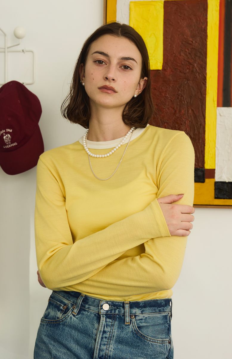 WOOL LONGTEE / リンガーロンT / イエロー