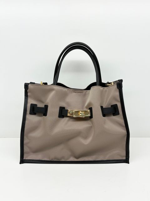 BRUNO / レザーパイピングナイロンバッグ / ベージュ