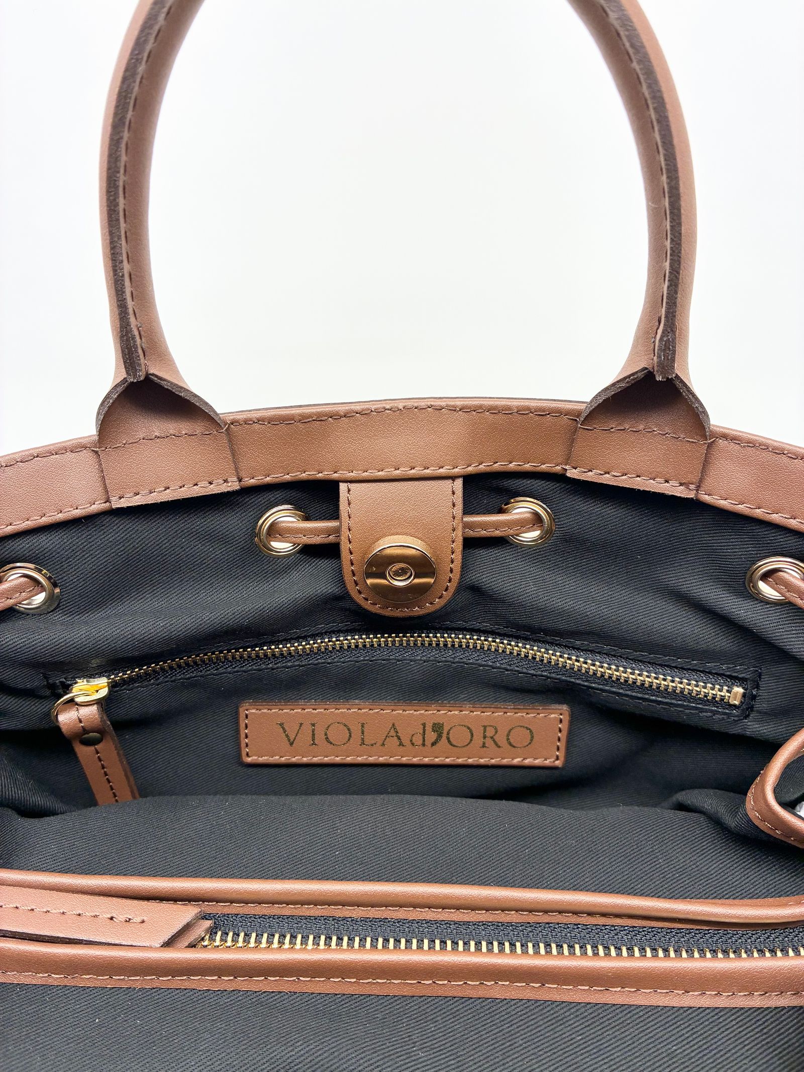 CAMPER / レザーコードキャンバスバッグ / ブラウン