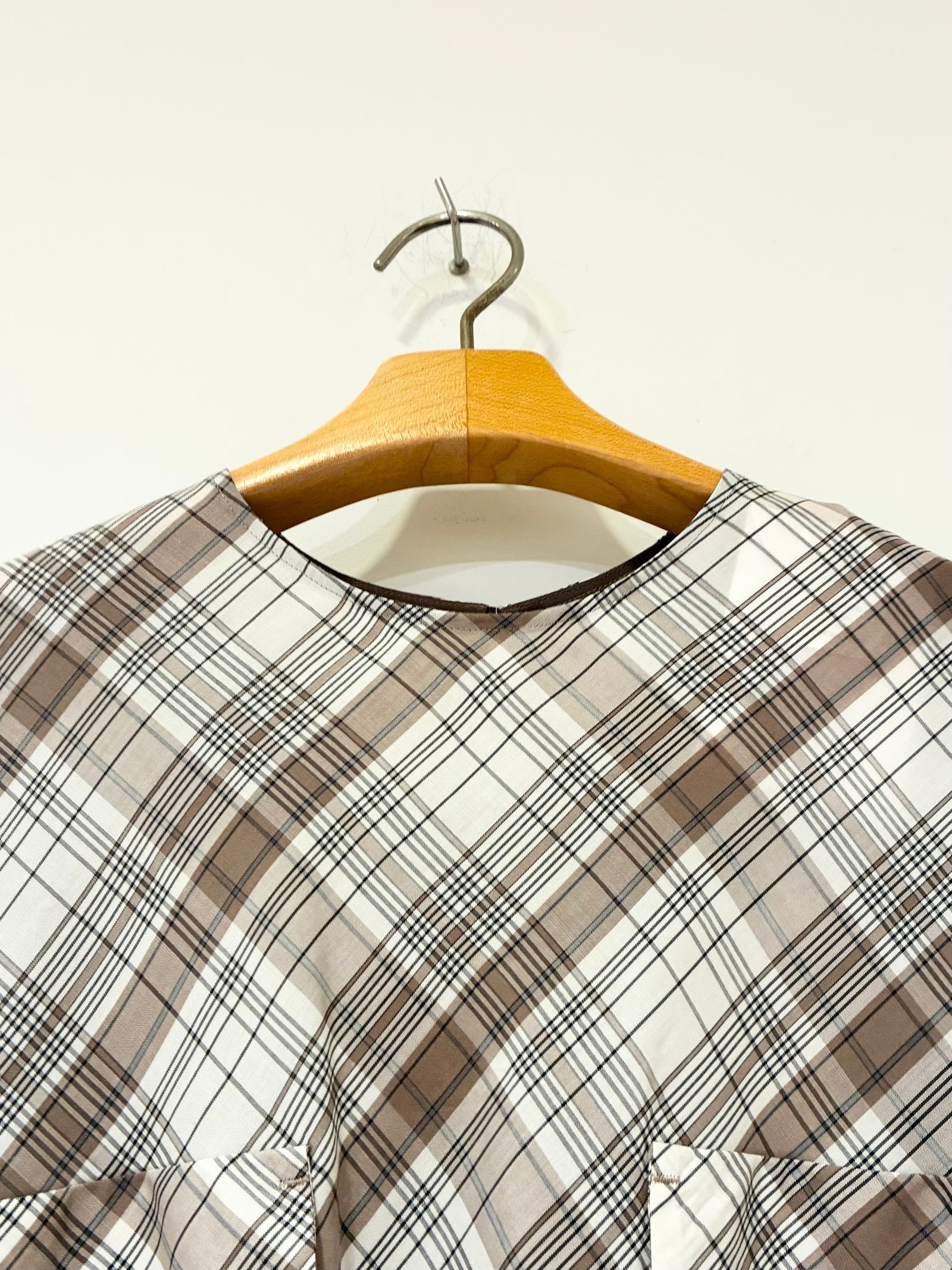 Sienna Glow Check Puff Blouse / パフスリーブチェックブラウス / ブラウン