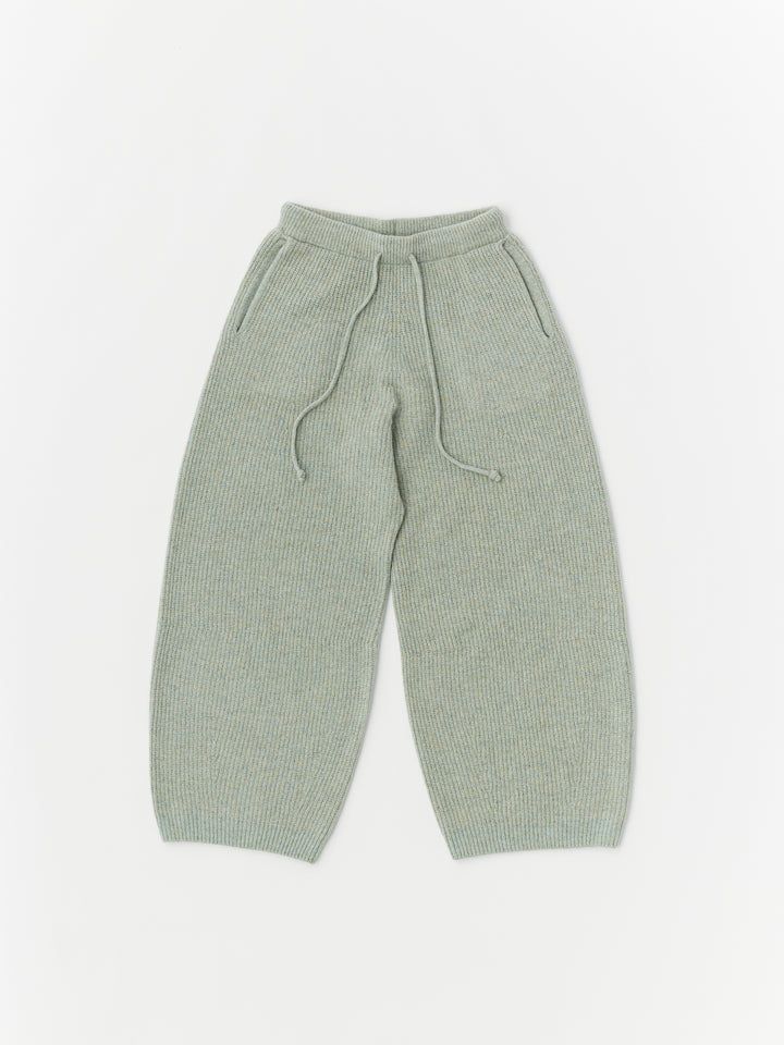 【ラスト1点】superfine lambs & chenille ribbed-knit wide-leg pants / ニットパンツ / ミントグリーン