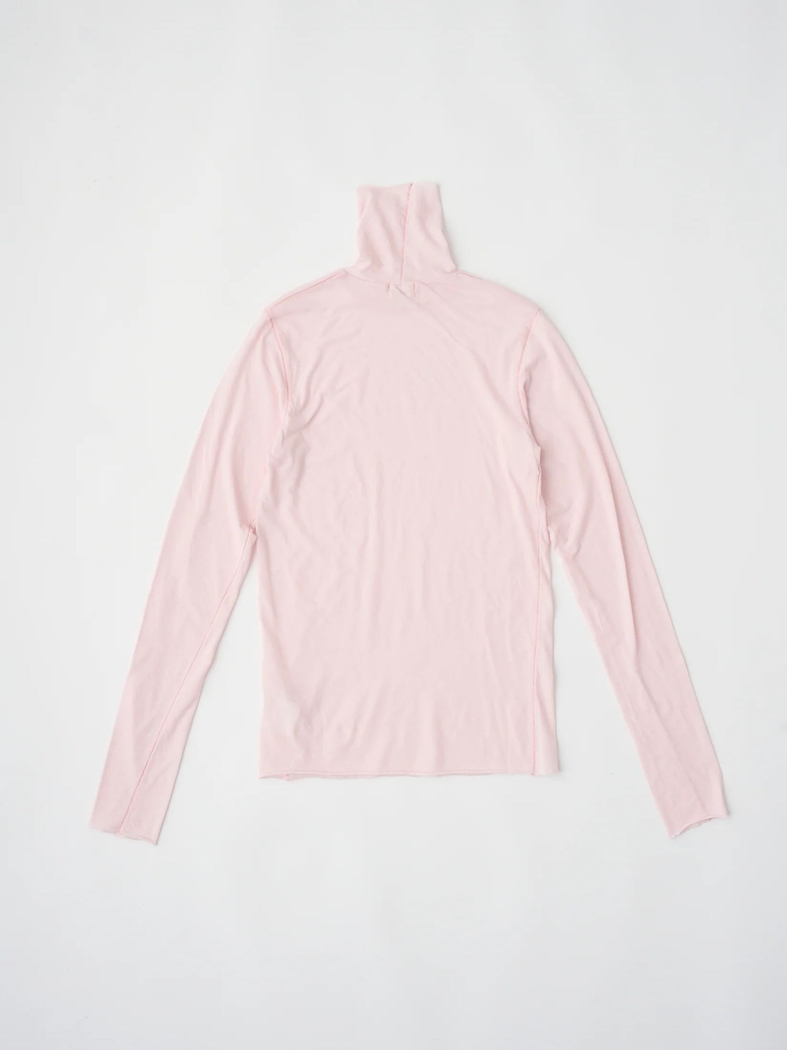 HIGH TWIST COTTON SHEER JERSEY TURTLE-NECK TEE / タートルネックシアーカットソー / ピンク