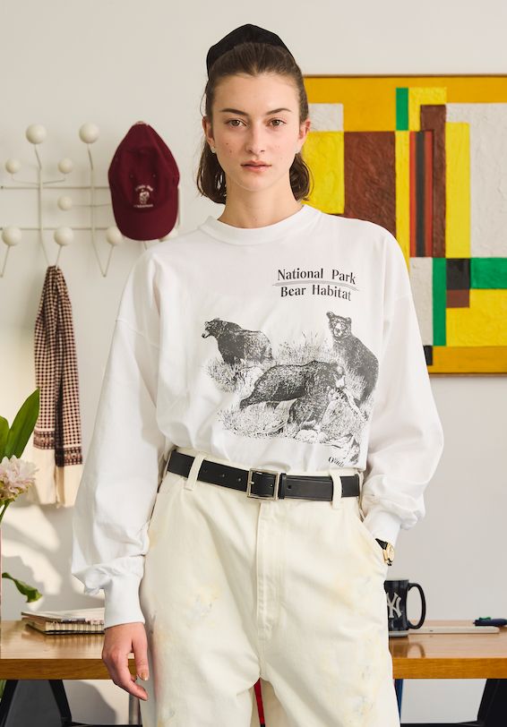 BEAR LONG TEE / プリントロンT / グレー