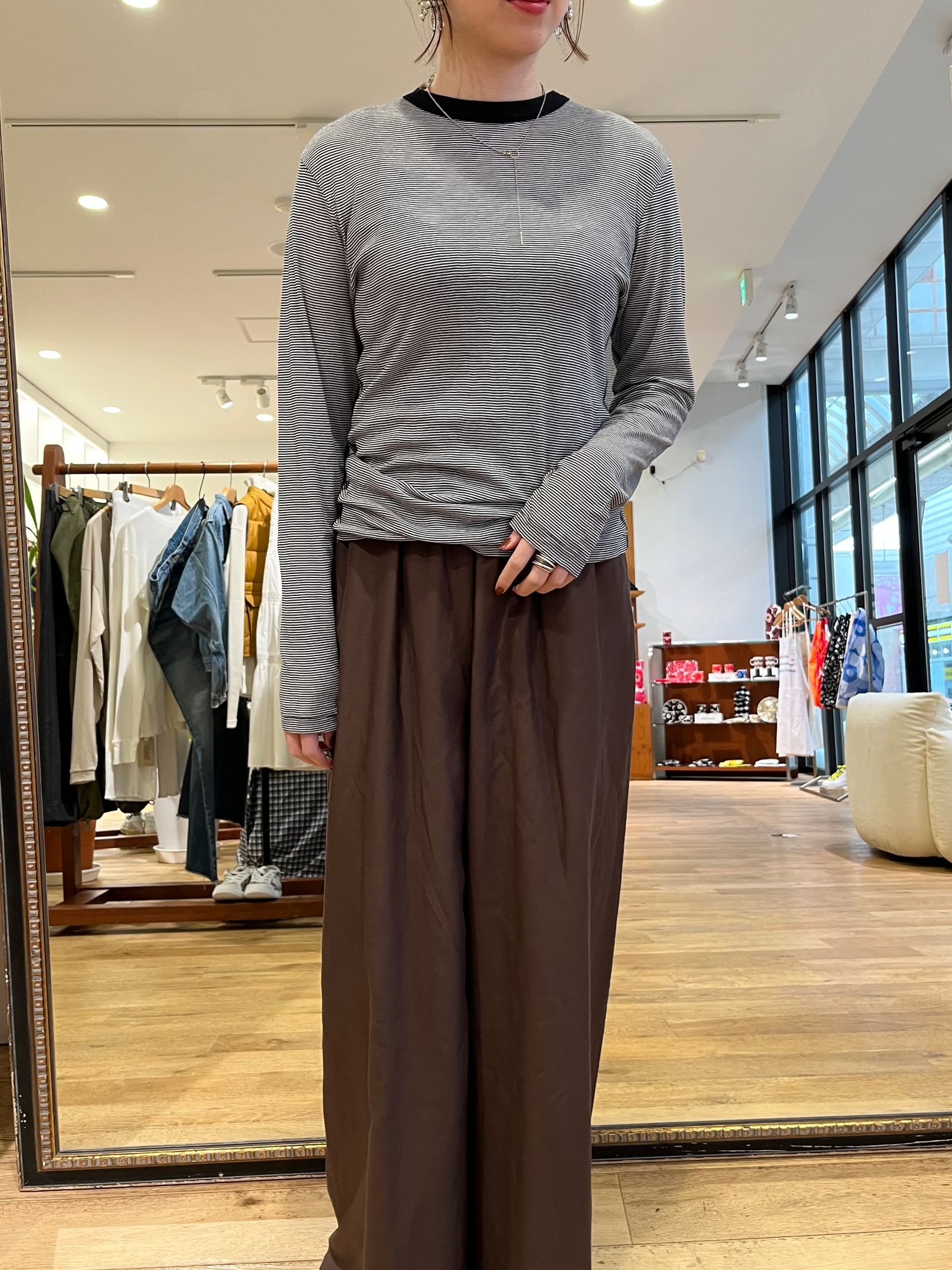 SHEER LONG SLEEVE TEE / シアーロンT / ブラック / ボーダー