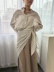 sheer check scarf shirt / シアーチェックスカーフシャツ / アイボリー