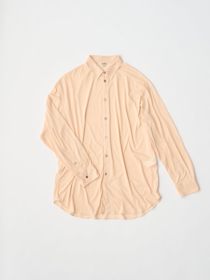 twisted cotton sheer jersey fluid shirt / シアーシャツ / ピンクベージュ