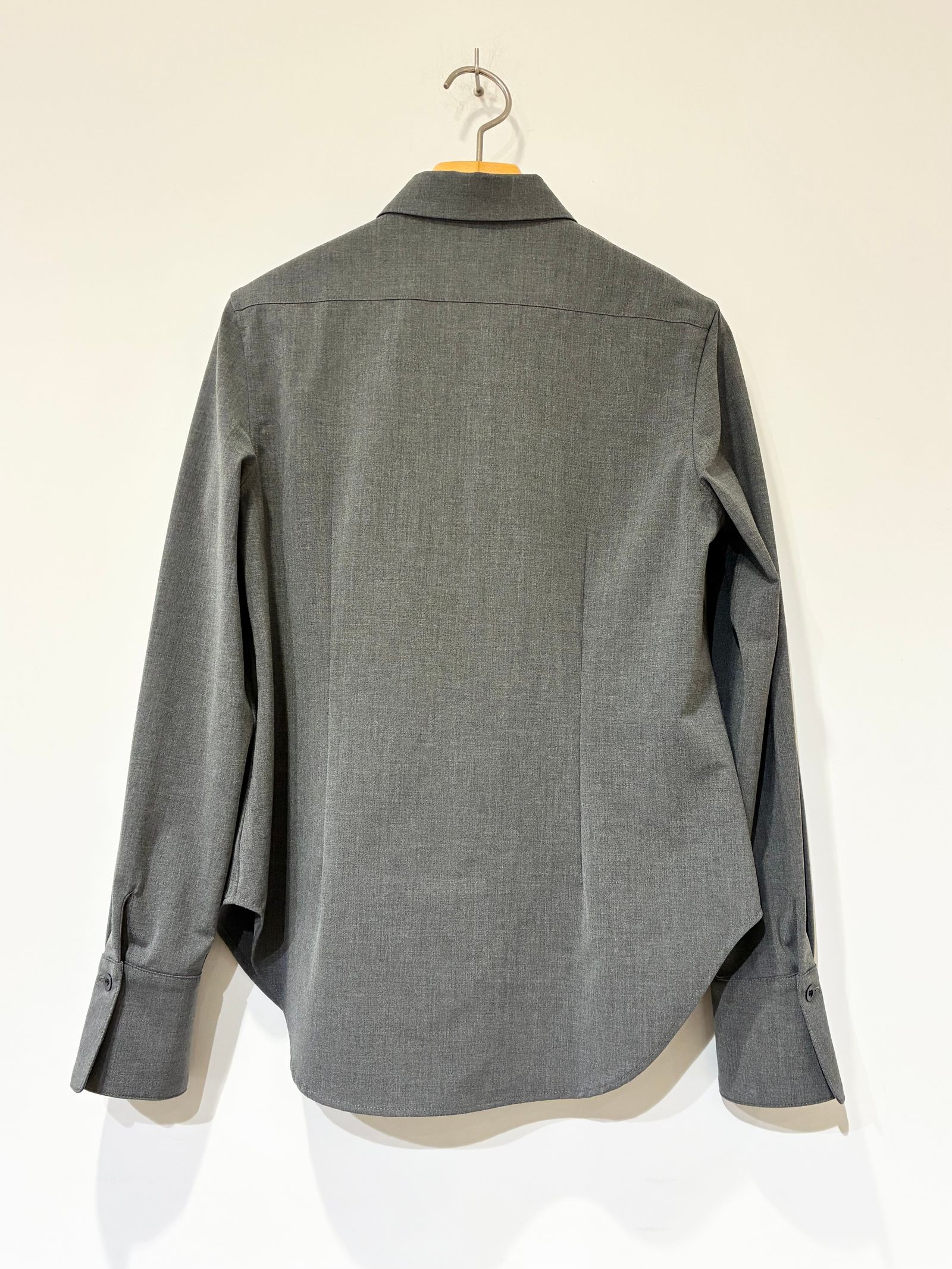 Flow Slim Shirts / ロングスリーブベーシックウールシャツ / チャコールグレー