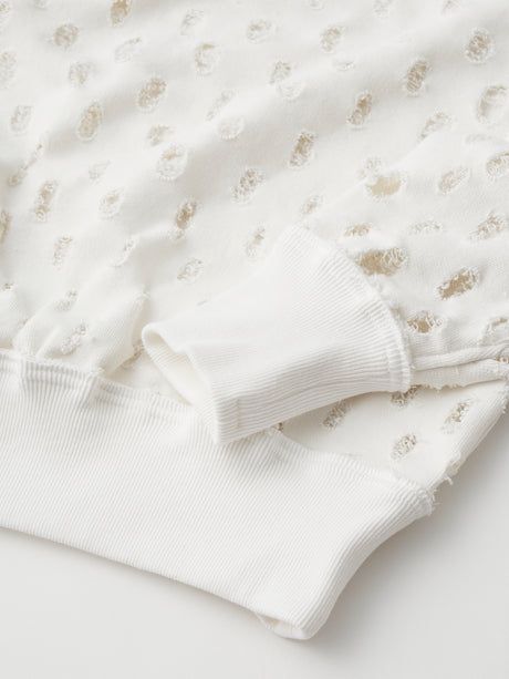 ripped-mesh cotton terry sweatshirt / メッシュ加工スウェット / ホワイト