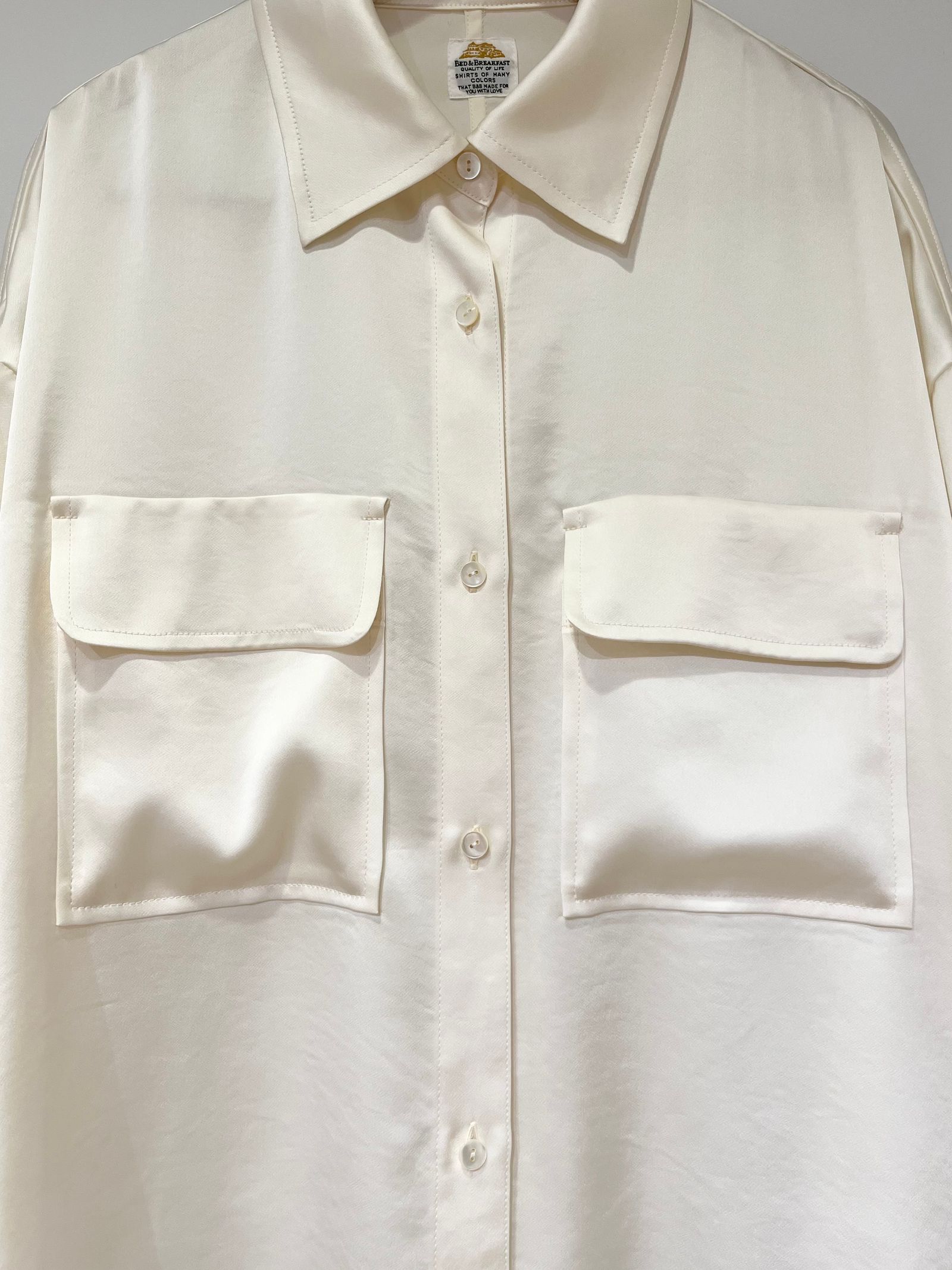 Bed&Breakfast / Satin LRM Shirts / サテンシャツ / オフホワイト