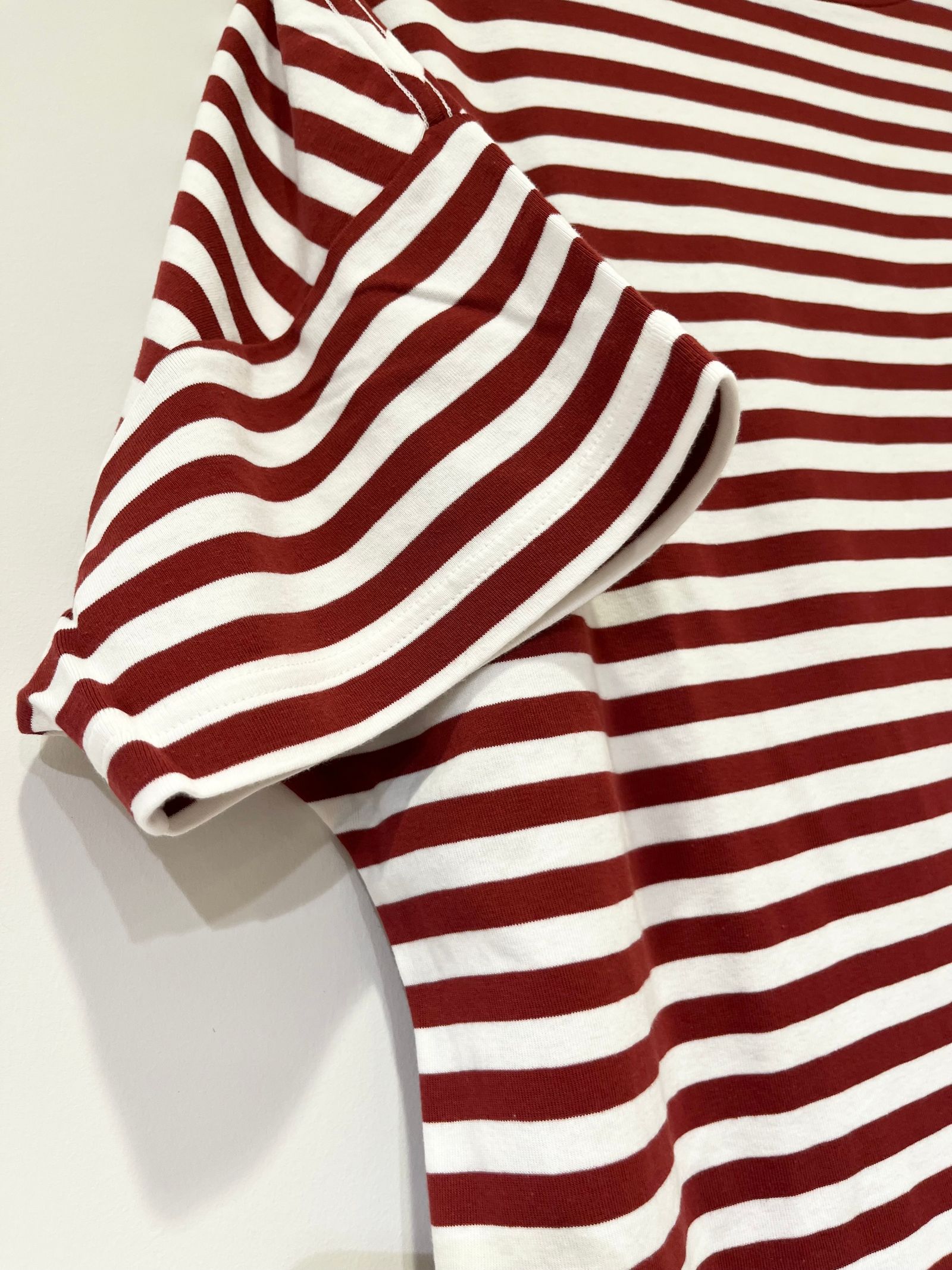 FRENCH STRIPED HALF SLEEVE TEE / ボーダーTシャツ / ボルドー