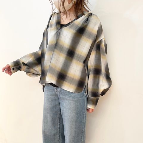 dah'lia の一枚で映えるチェックシャツブラウス