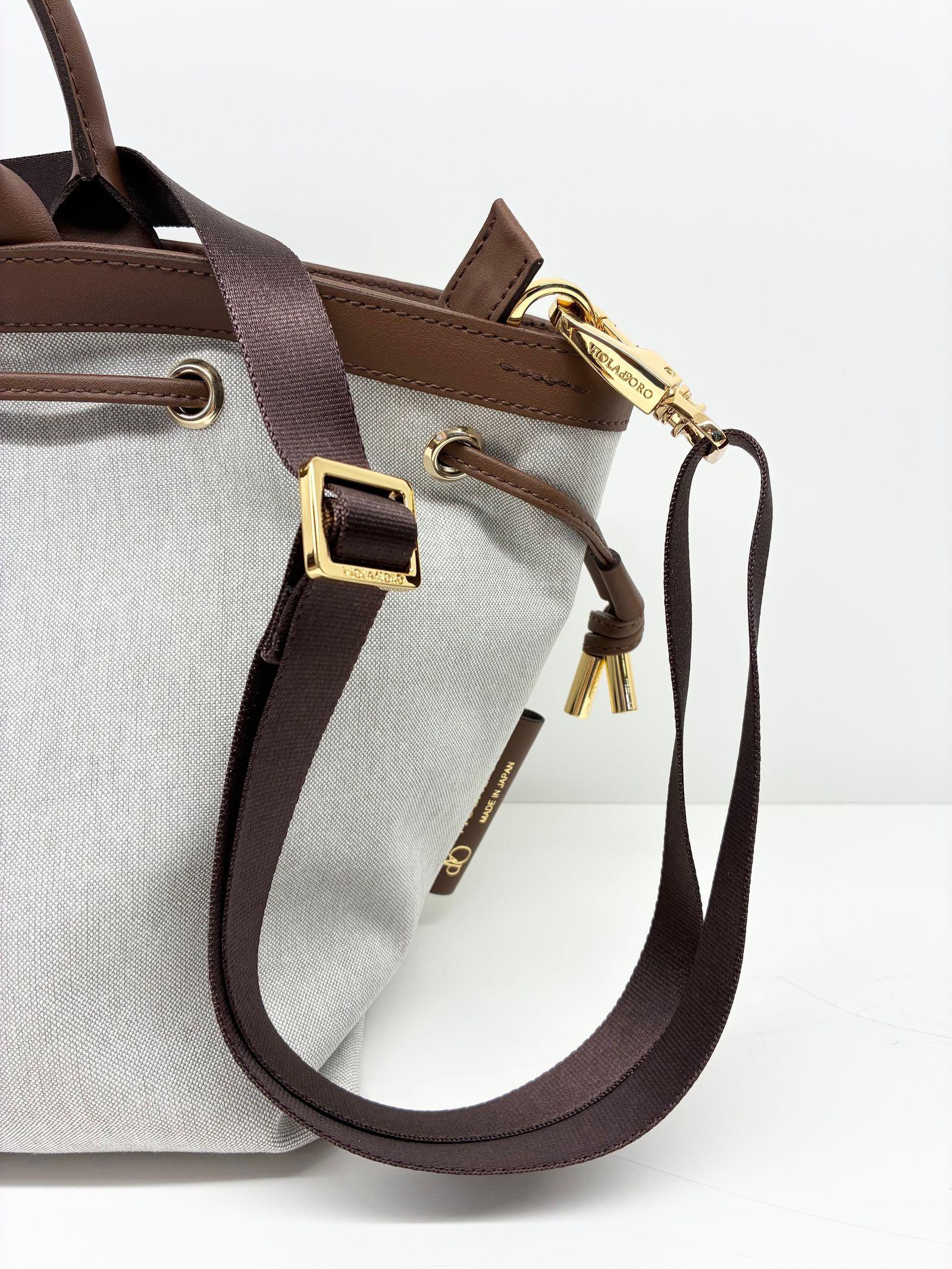 CAMPER / レザーコードキャンバスバッグ / ブラウン