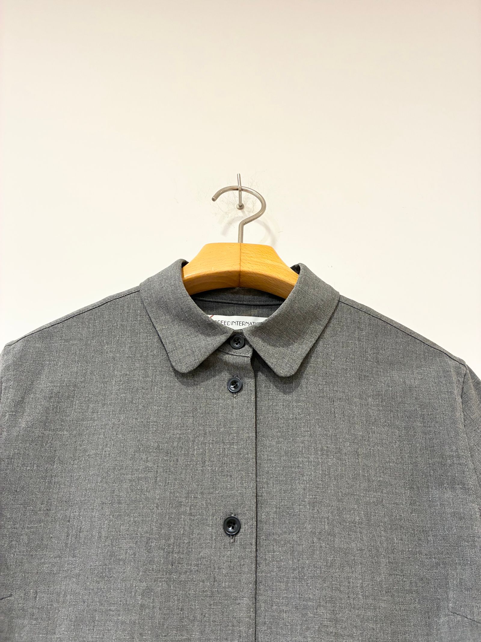 Flow Slim Shirts / ロングスリーブベーシックウールシャツ / チャコールグレー