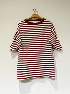 FRENCH STRIPED HALF SLEEVE TEE / ボーダーTシャツ / ボルドー