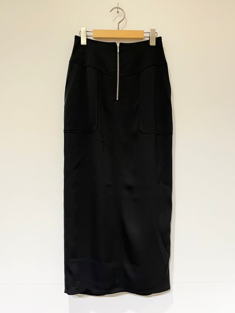 Double Satin Grace Skirt / サテンフロントジップスカート / タイトスカート / ブラック