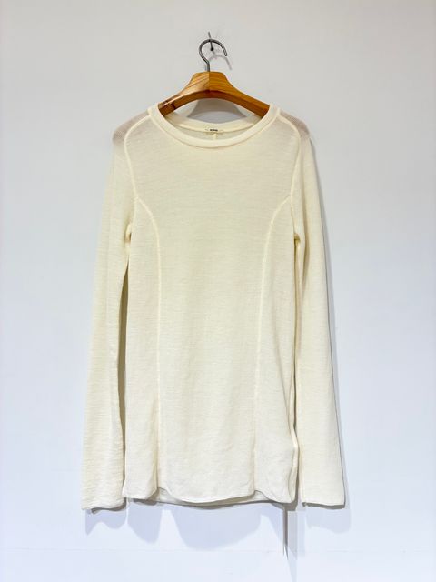 Long Sleeve Top / クルーネック長袖ニット / ホワイト