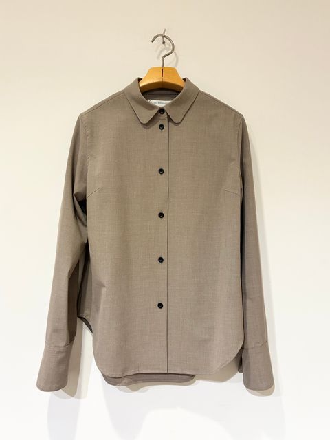 Flow Slim Shirts / ロングスリーブベーシックウールシャツ / ベージュ