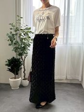 fringe jacquard tight skirt / フリンジジャガードタイトスカート / ブラック