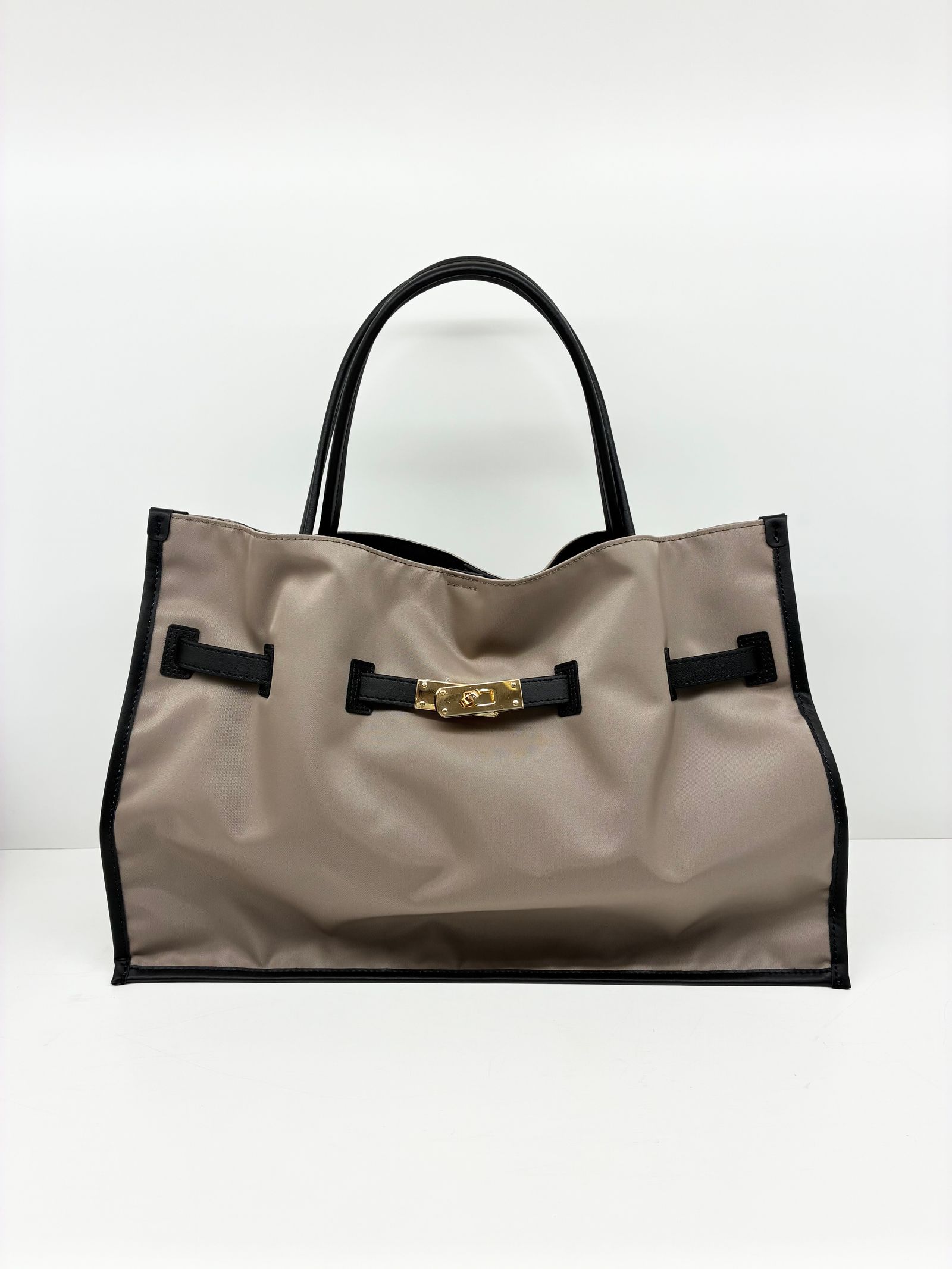 BRUNO / レザーパイピングナイロンバッグ / ベージュ