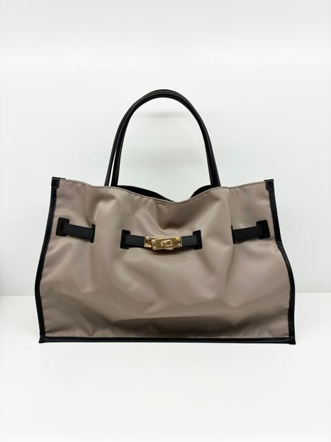 BRUNO / レザーパイピングナイロンバッグ / ベージュ