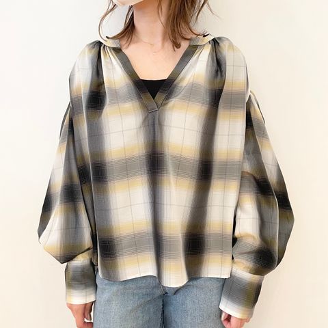 dah'lia の一枚で映えるチェックシャツブラウス