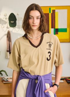 GAME SHIRT / 襟付き半袖プリントTシャツ / ベージュ