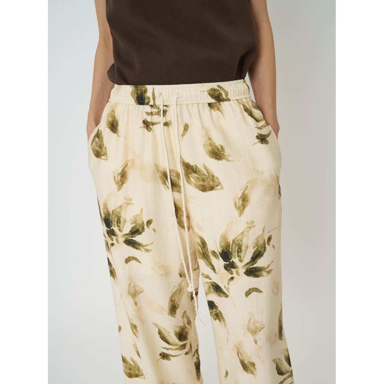 フラワープリントイージーPT / イージーパンツ / ワイドパンツ / イエロー