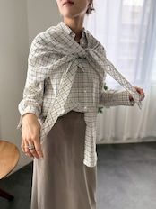 sheer check scarf shirt / シアーチェックスカーフシャツ / アイボリー