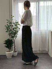 fringe jacquard tight skirt / フリンジジャガードタイトスカート / ブラック