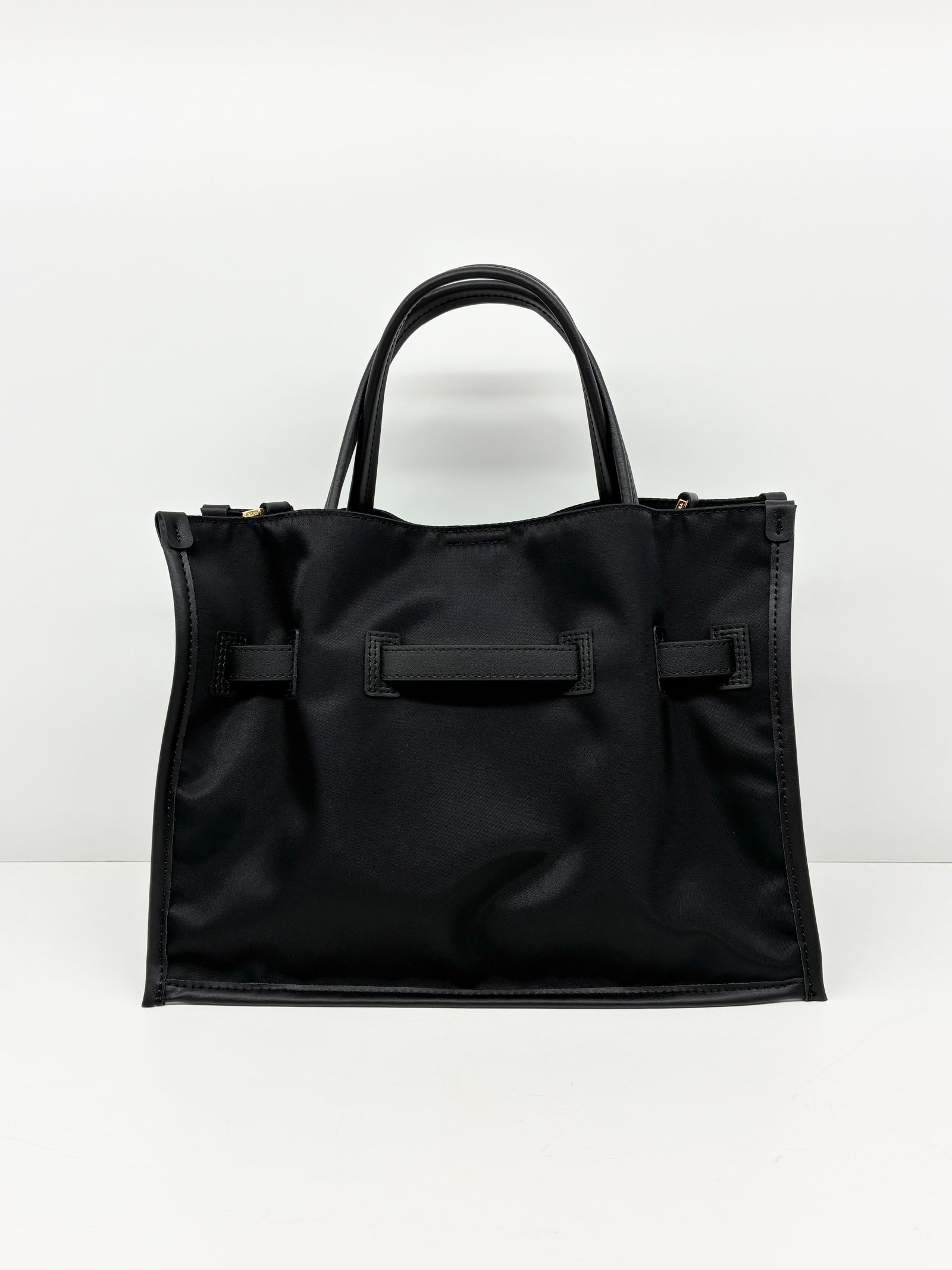 BRUNO / レザーパイピングナイロンバッグ / ブラック