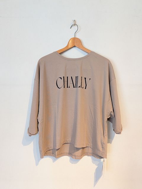 "CHAILLY"ロゴ5分袖T-shirt / 5分袖Tシャツ / ロゴTシャツ / ベージュ