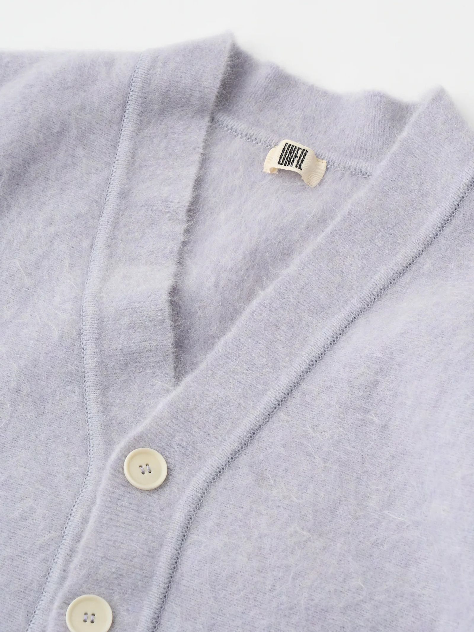 STRETCH SUPERKID MOHAIR C/D / モヘヤニットカーディガン / ライトブルー