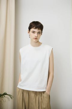 dry touch cotton jersey sleeveless Tee / ノースリーブカットソー / ホワイト