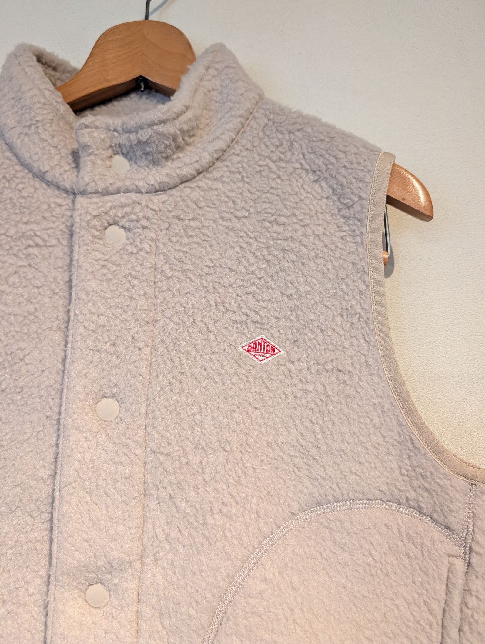Women's Double Face Boa Stand Collar Vest / ボアスタンドカラーベスト / ベージュ