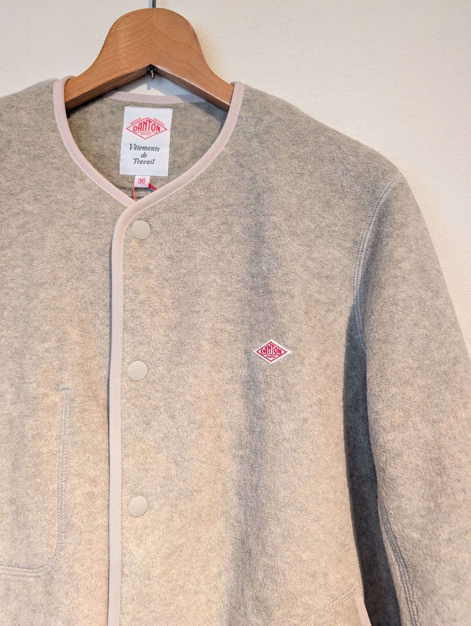 Women's Fleece Collarless Jacket / フリースカラーレスジャケット / マーブル